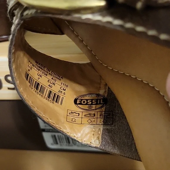 Fossil Maxine brown leather wedge sandals - Picture 5 of 7